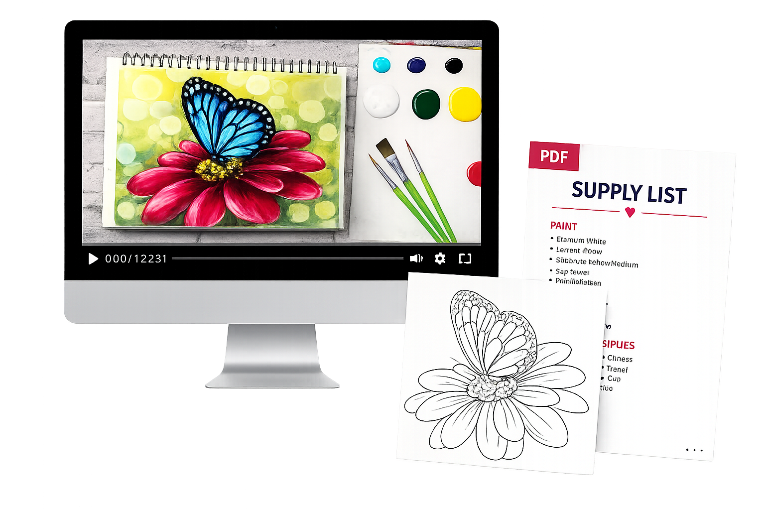 Butterfly painting tutorial with video, supply list, and printable tracer