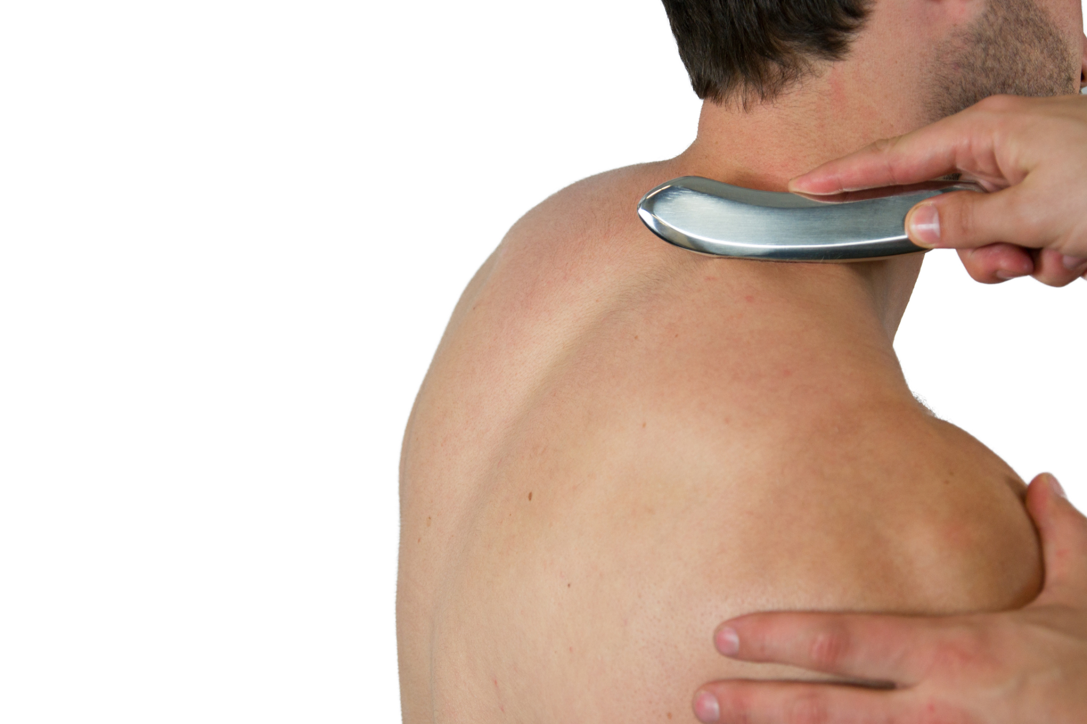 IAT One IASTM tool applying Neurological Response Technique on trigger point – full 7-of-7 capability shown