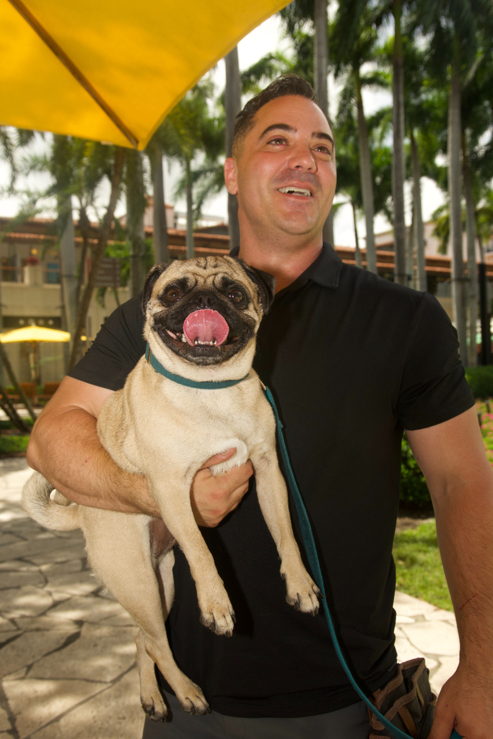 Brian Galea with a dog