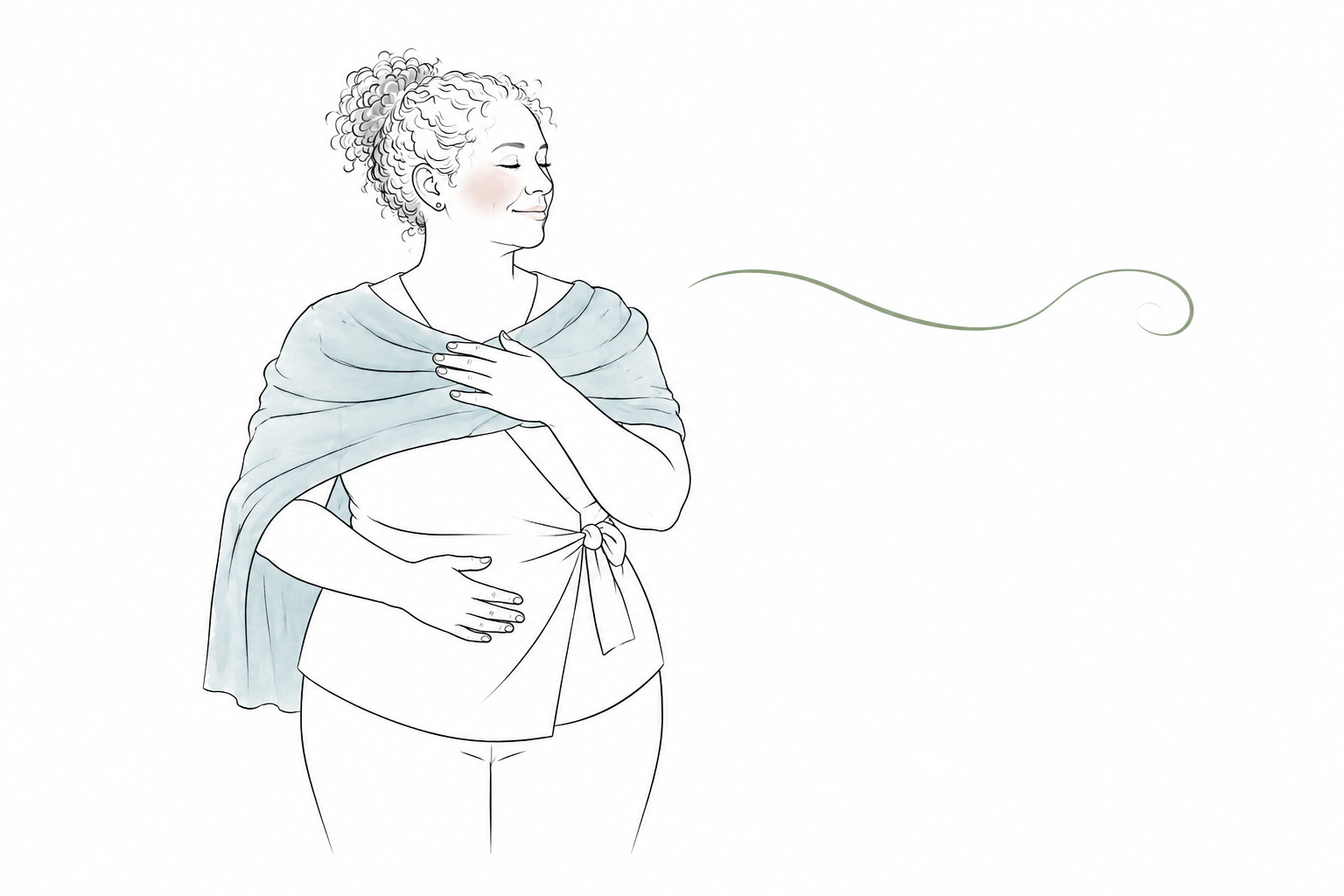 massage therapist learning light-touch work on herself