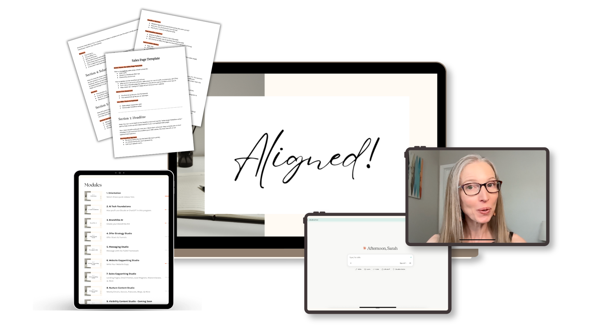 full product mockup of Aligned program