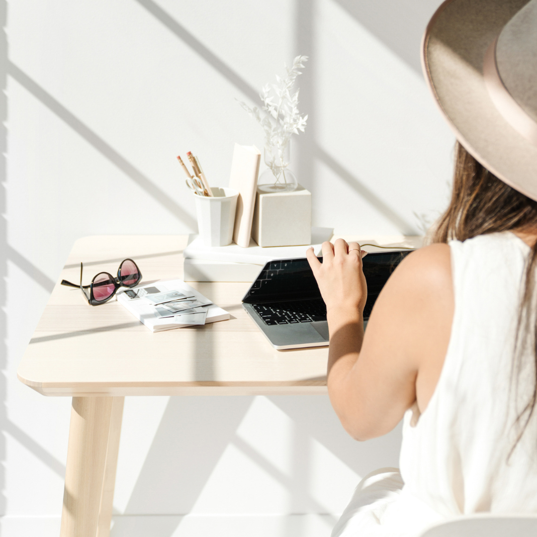 wellness practitioner opening computer