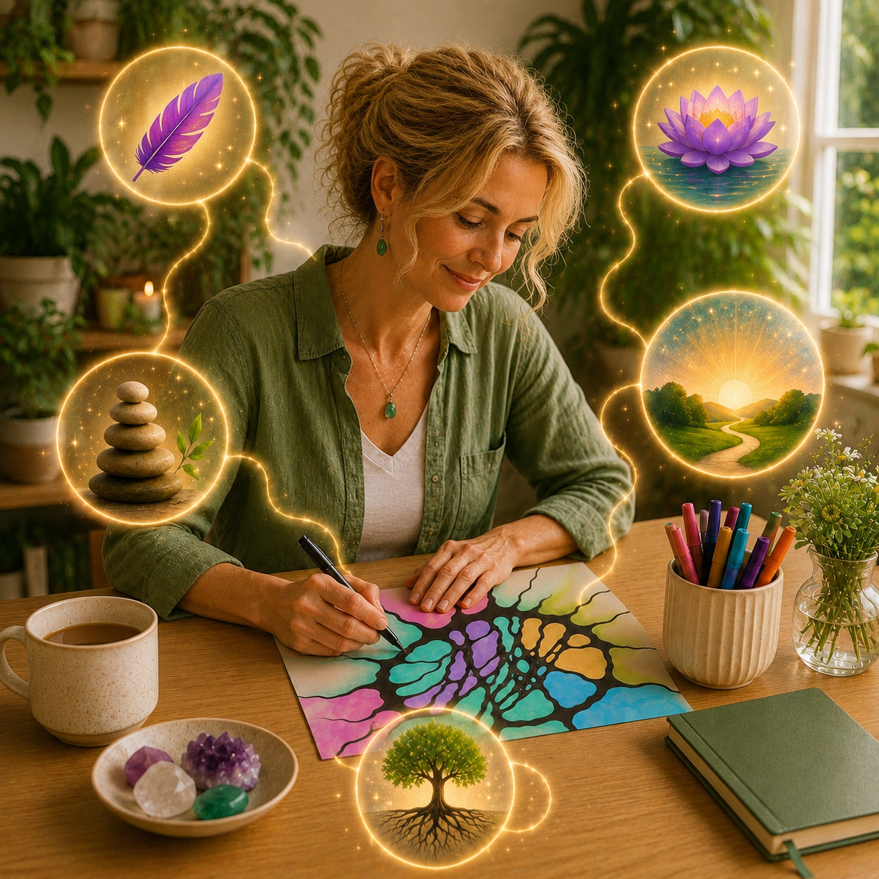 HeartFlow mindful drawing reflection for aligned direction and inner guidance
