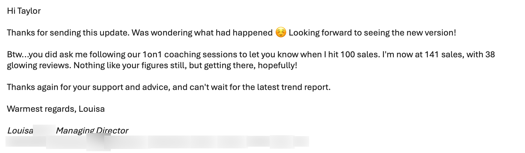 Louisa's results