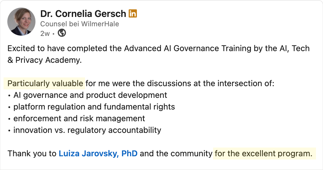 Testimonial - Cornelia Gersch
