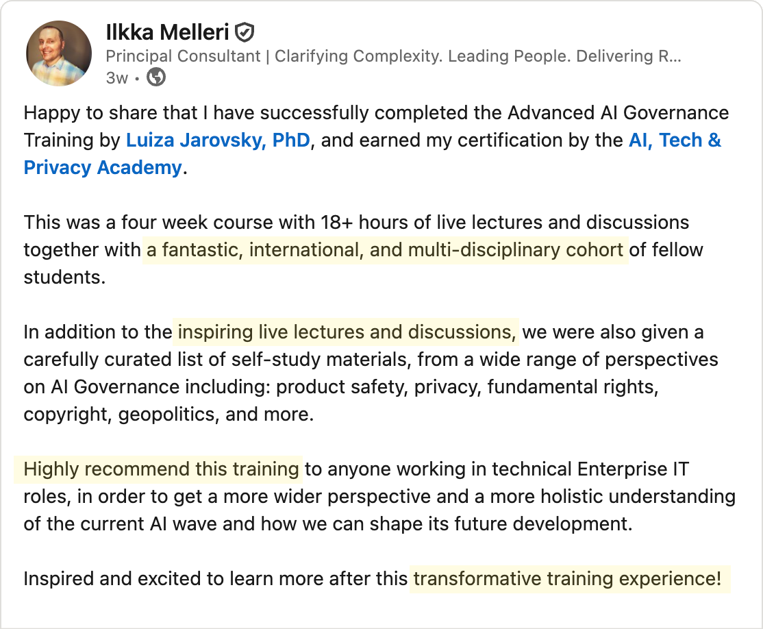 Testimonial - Ilkka Melleri