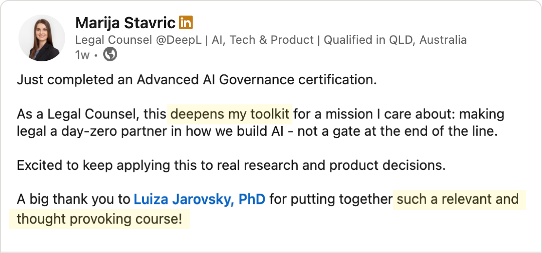 Testimonial - Marija Stavric