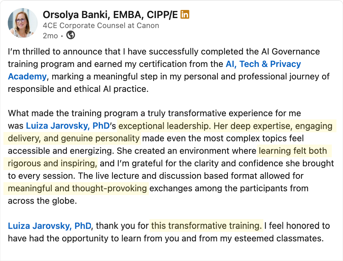 Testimonial - Orsolya Banki