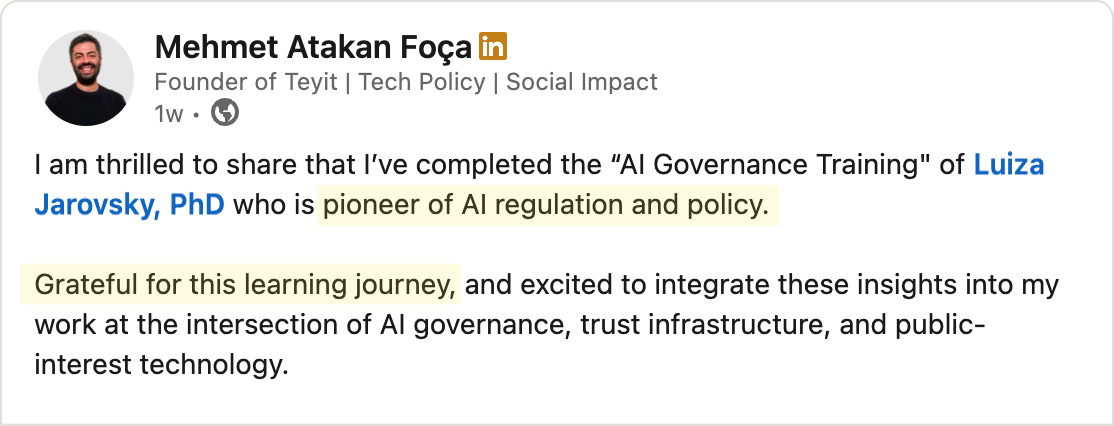 Testimonial - Mehmet Atakan Foca