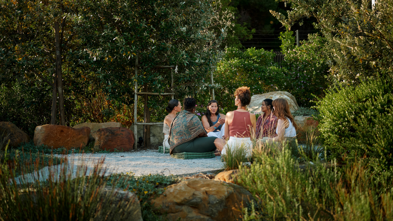 People sitting together in nature