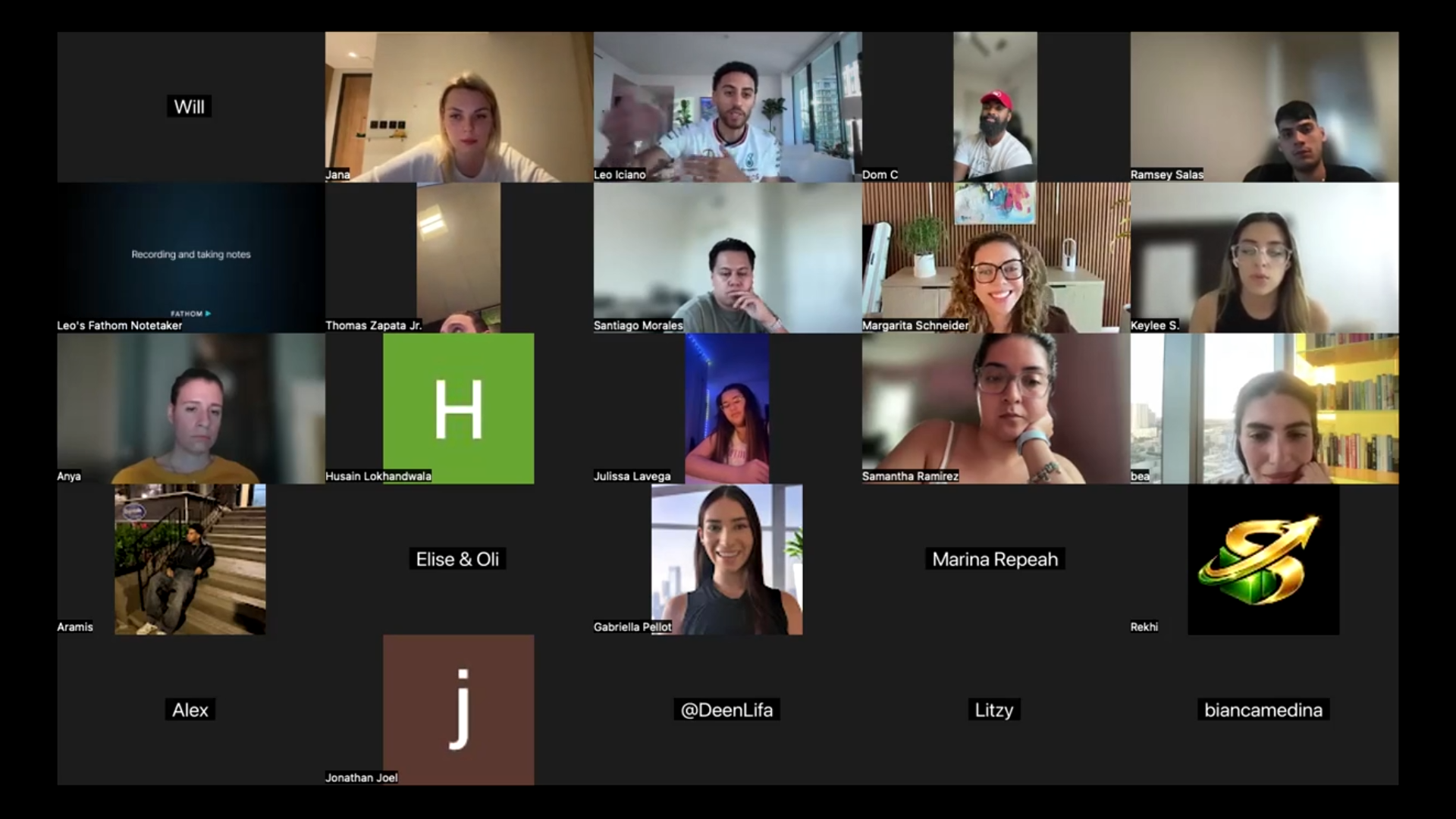 Live weekly call screenshot