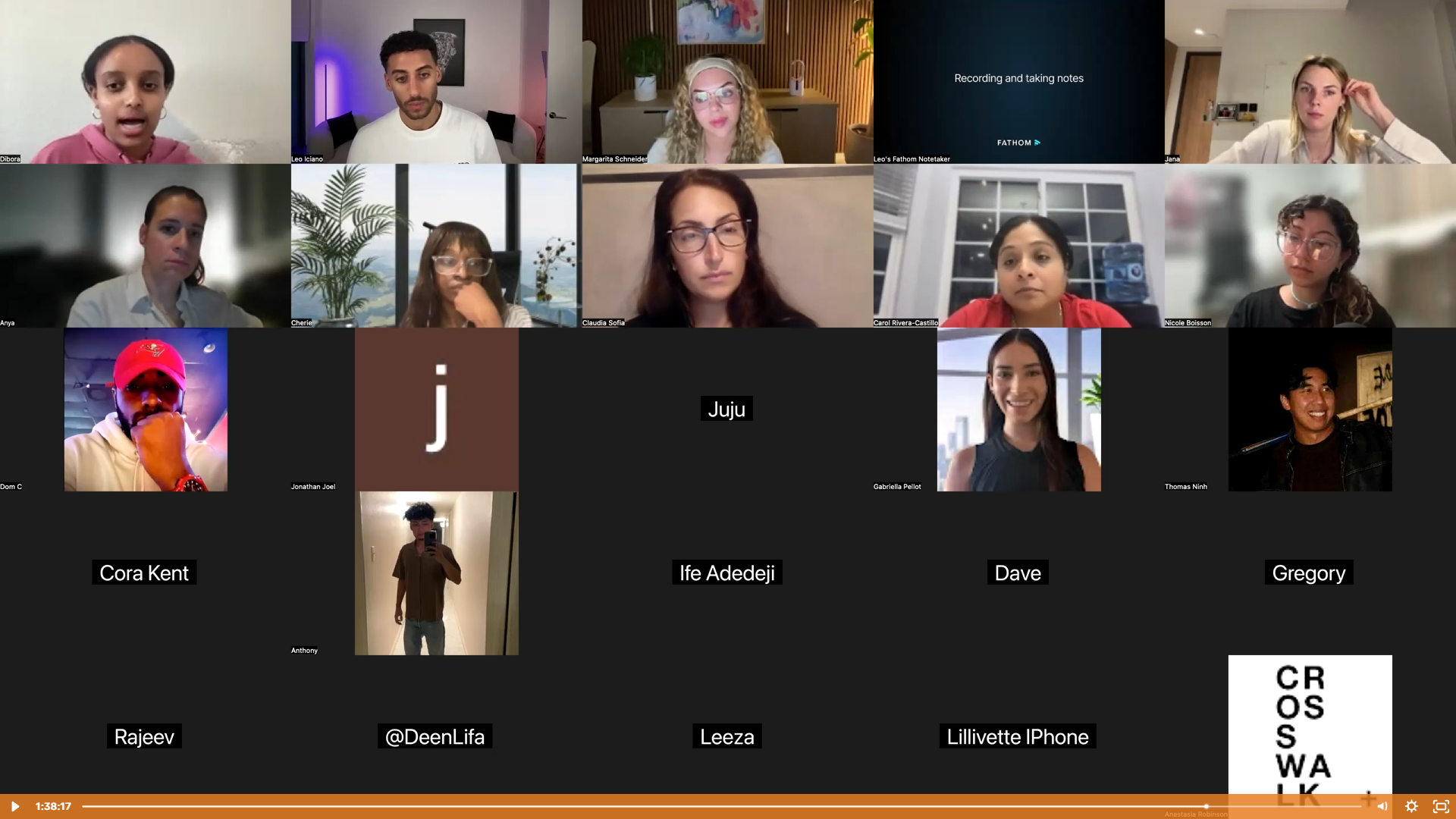 Live weekly call screenshot