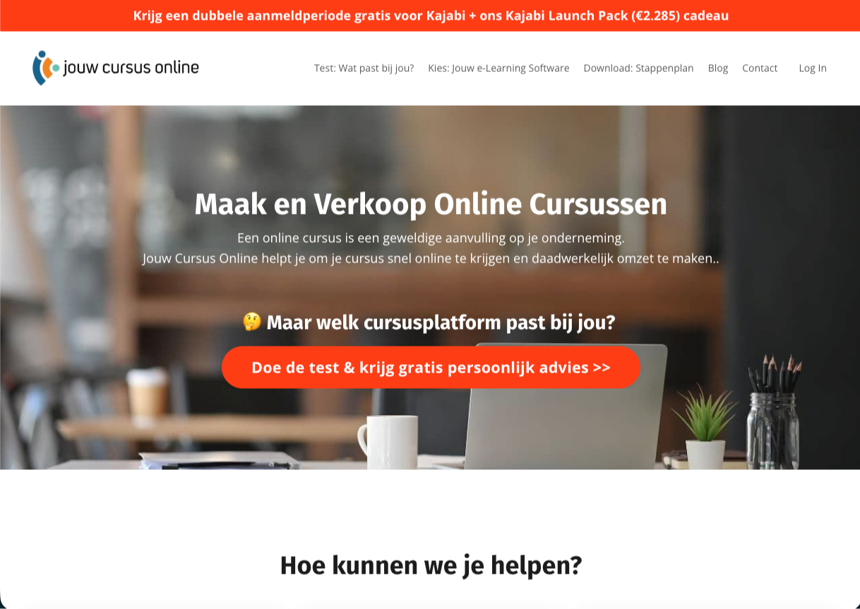 Jouw cursus online homepage