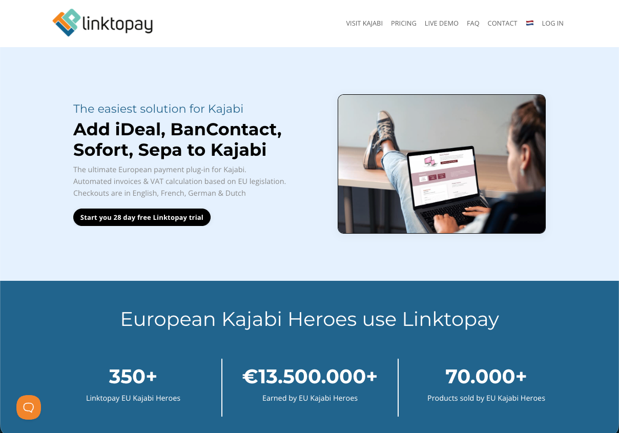 LinktoPay homepage