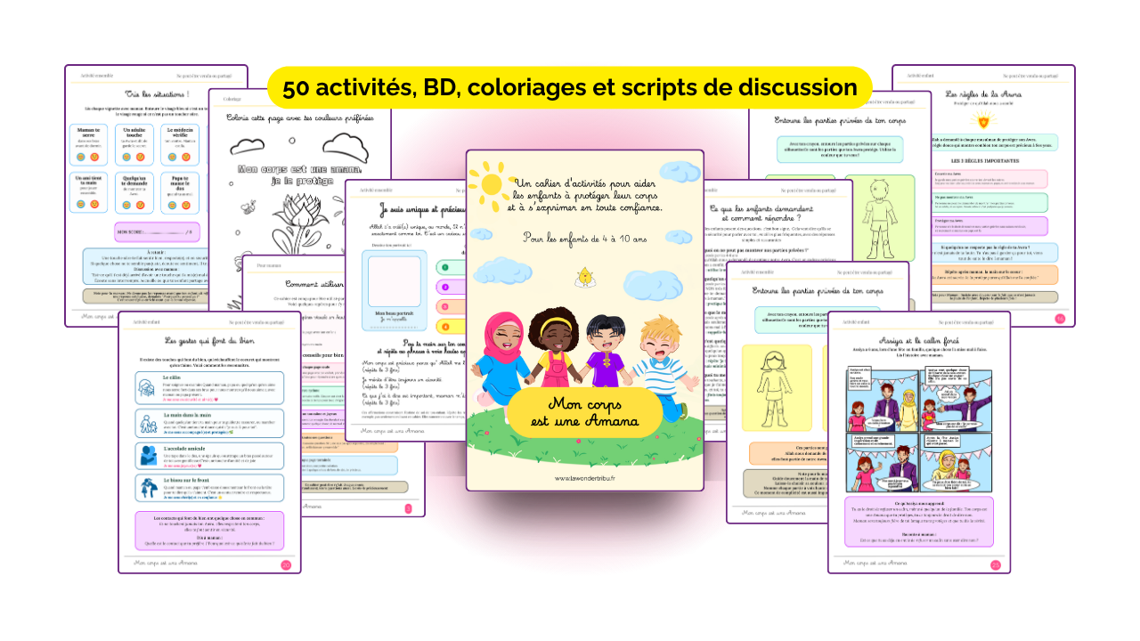 Aperçu des feuilles du workbook Mon corps est une Amana
