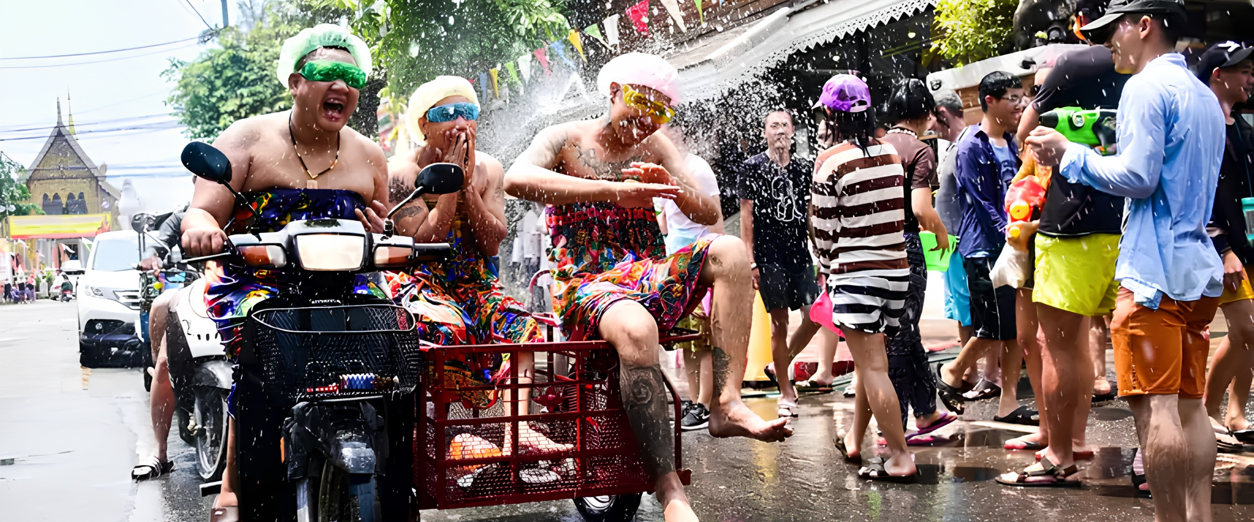 Songkran water festival on the street
