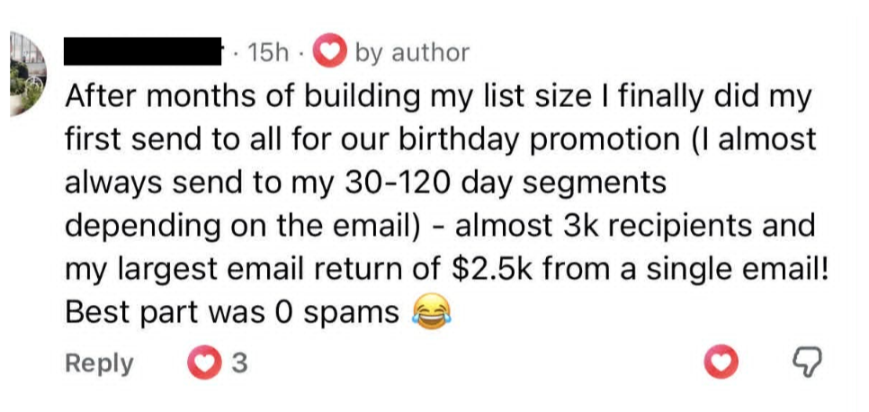 Client results screenshot