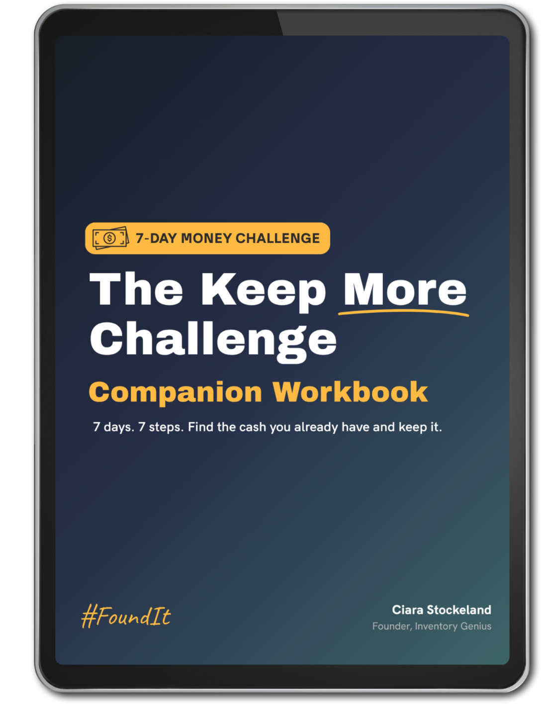 Keep More Challenge companion workbook shown on a tablet device