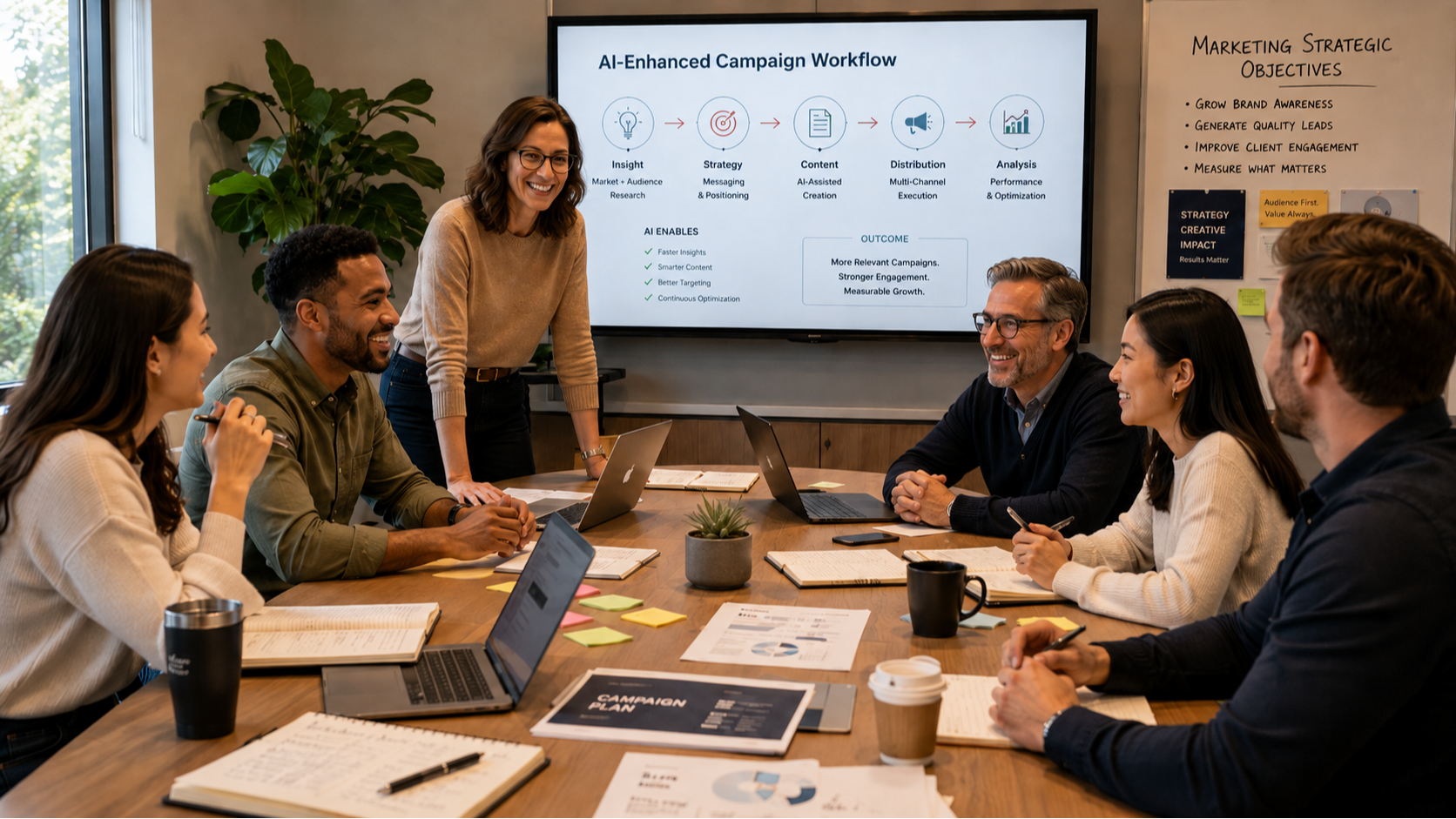 AI implementation works best when your team aligns AI around strategic workflows with good data, governance, and metrics.