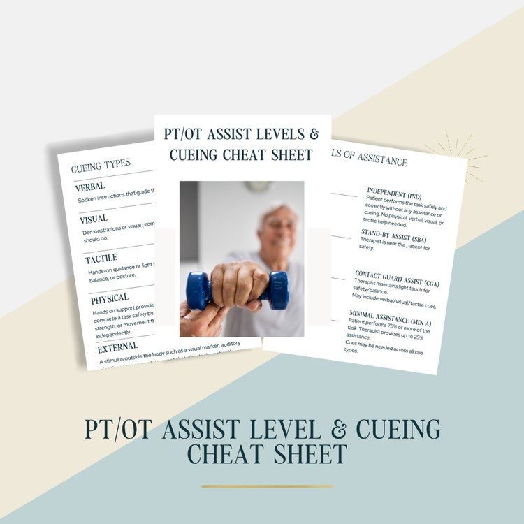 PT/OT Assist Level and Cueing Cheat Sheet