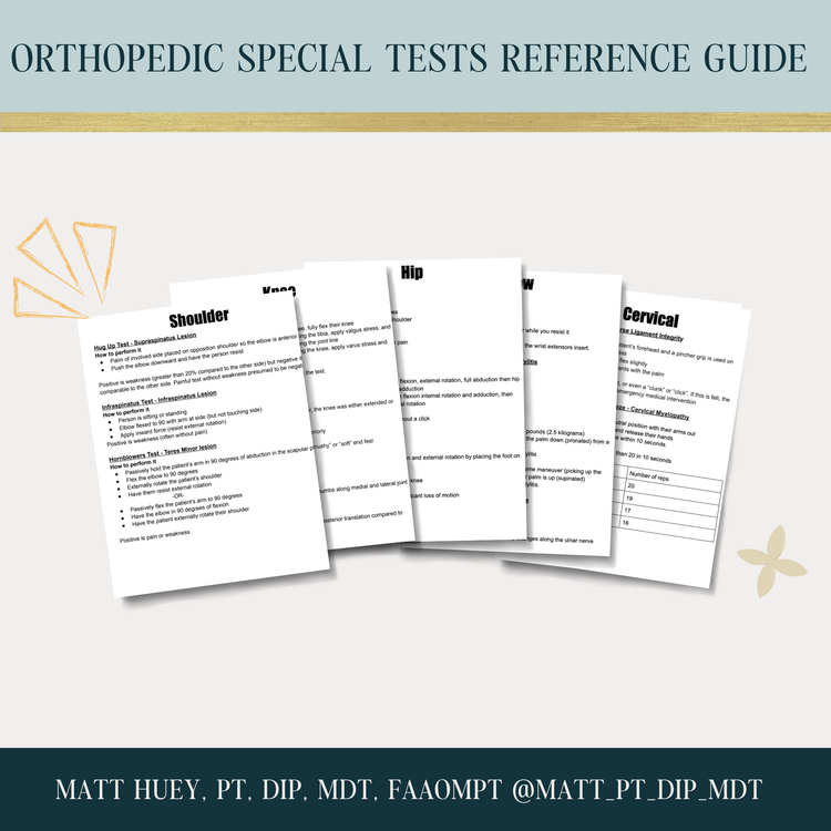 Orthopedic Special Tests Reference Guide