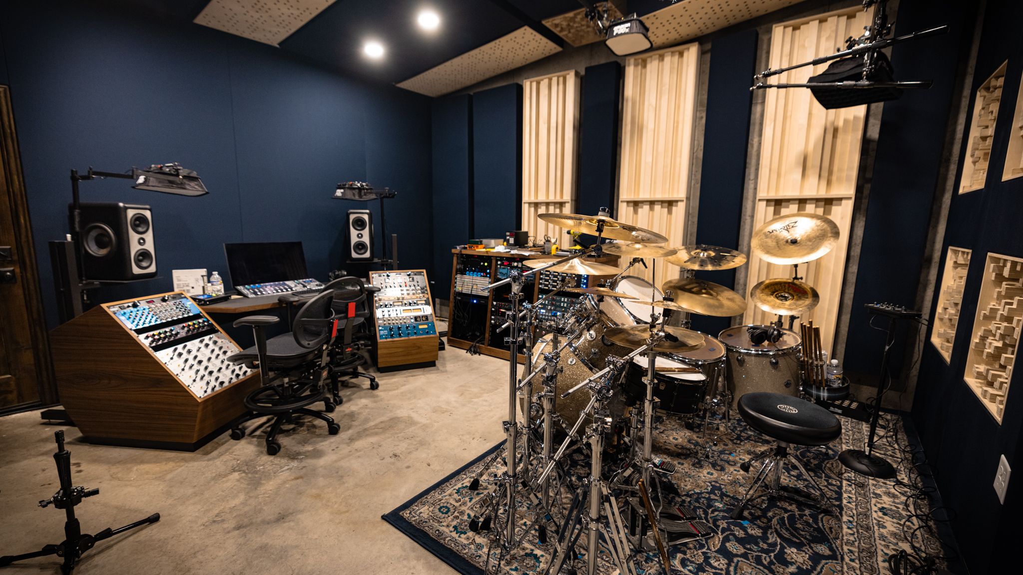 Finished professional recording studio control room