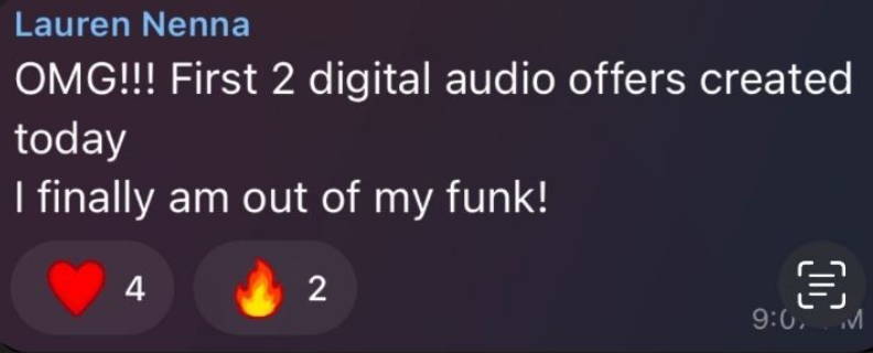 Testimonial from Lauren Nenna: I finally am out of my funk