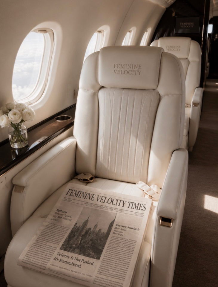 Private jet cabin with Feminine Velocity headrests