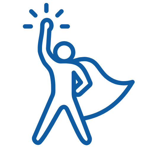 triumphant icon of person with a cape