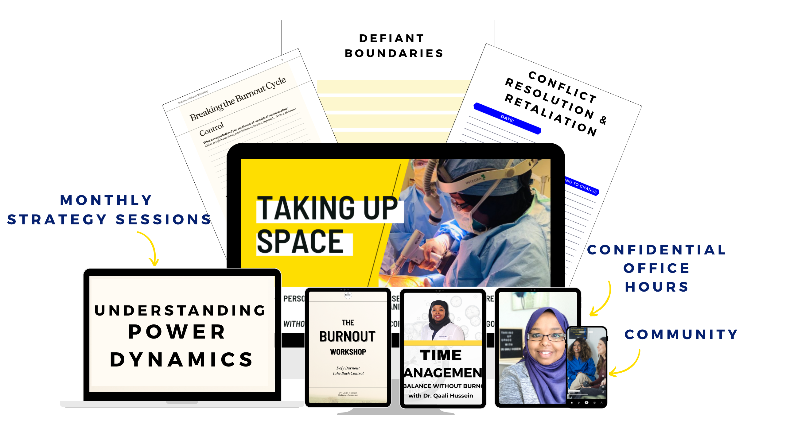 The Strategy Room: Taking Up Space course, strategy sessions, office hours, community, and worksheets
