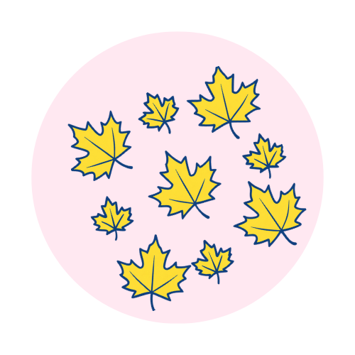 Leaves in the brand colours of Barbara Lynn Burns
