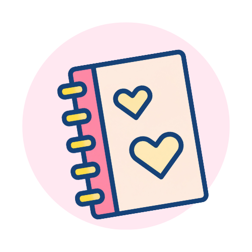 Journal in brand colours of Barbara Lynn Burns