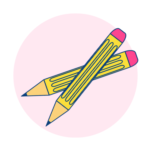 Pencils in brand colours of Barbara Lynn Burns