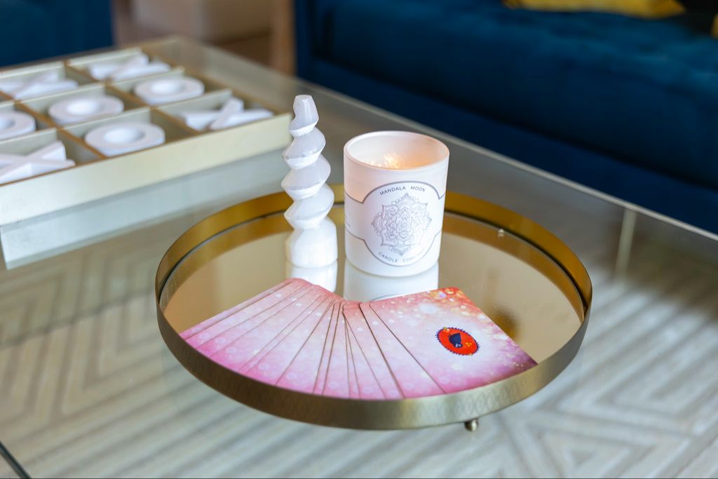 Mandala Moon candle and oracle cards
