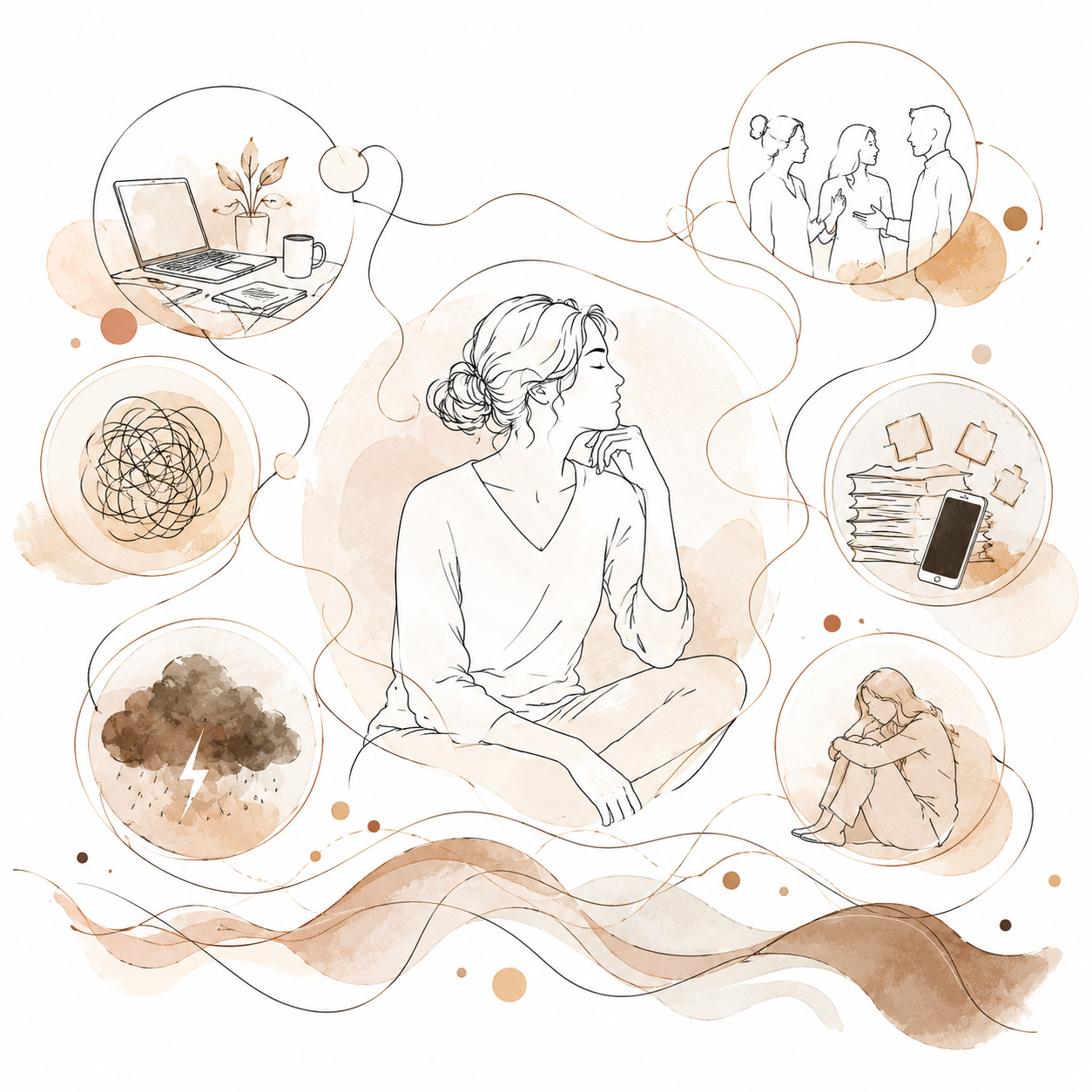 Illustration of emotional energy patterns and where attention flows in daily life