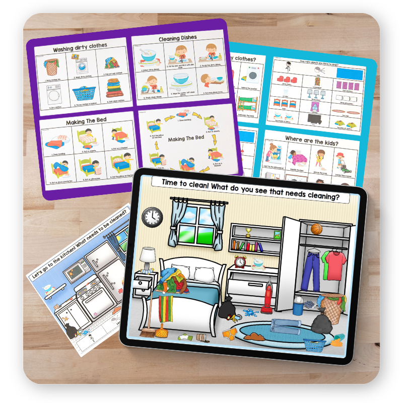 Vocabulary task cards and short story sequencing cards