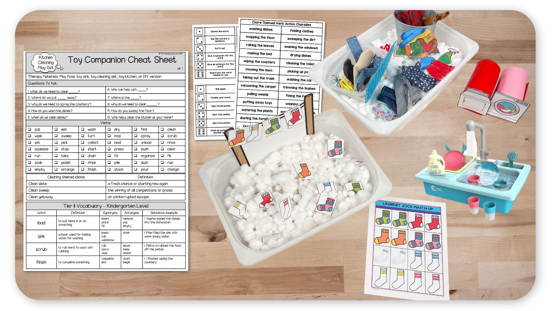 Speech therapy planning tools and toy guide examples