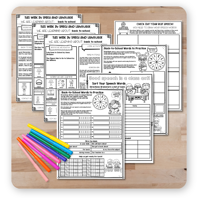 Editable newsletters and speech sound worksheets