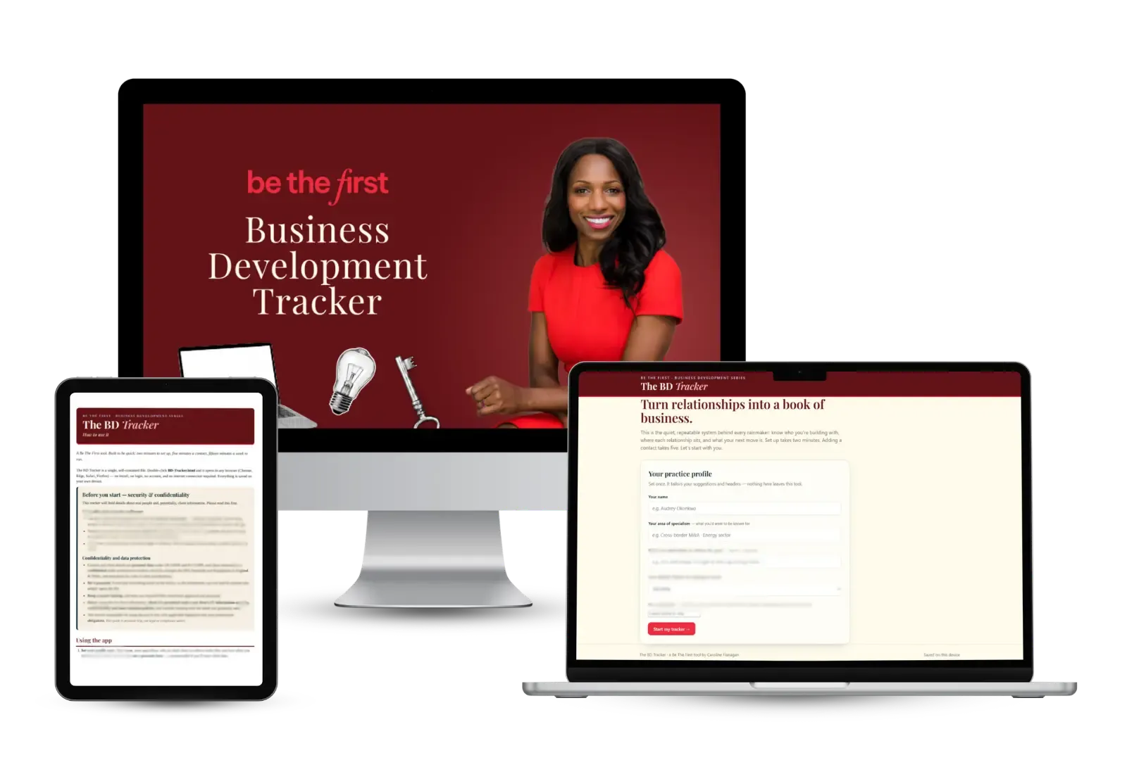 Free guide to Imposter Syndrome for Black lawyers displayed on tablet device