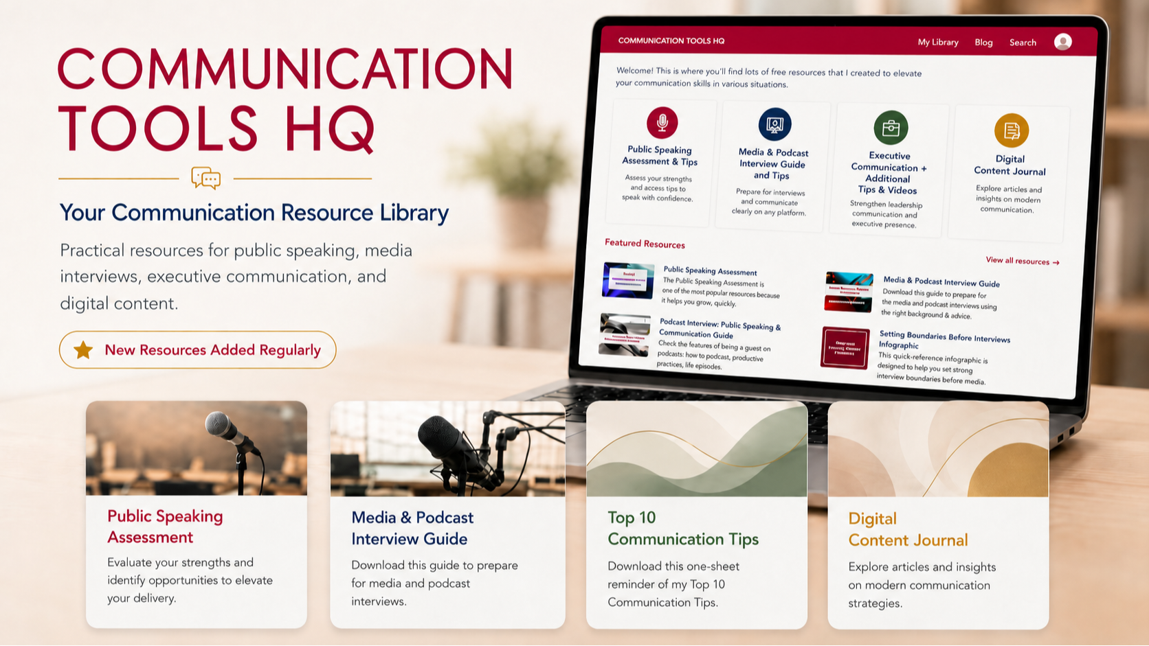 Preview of the Communication Tools HQ portal and resources