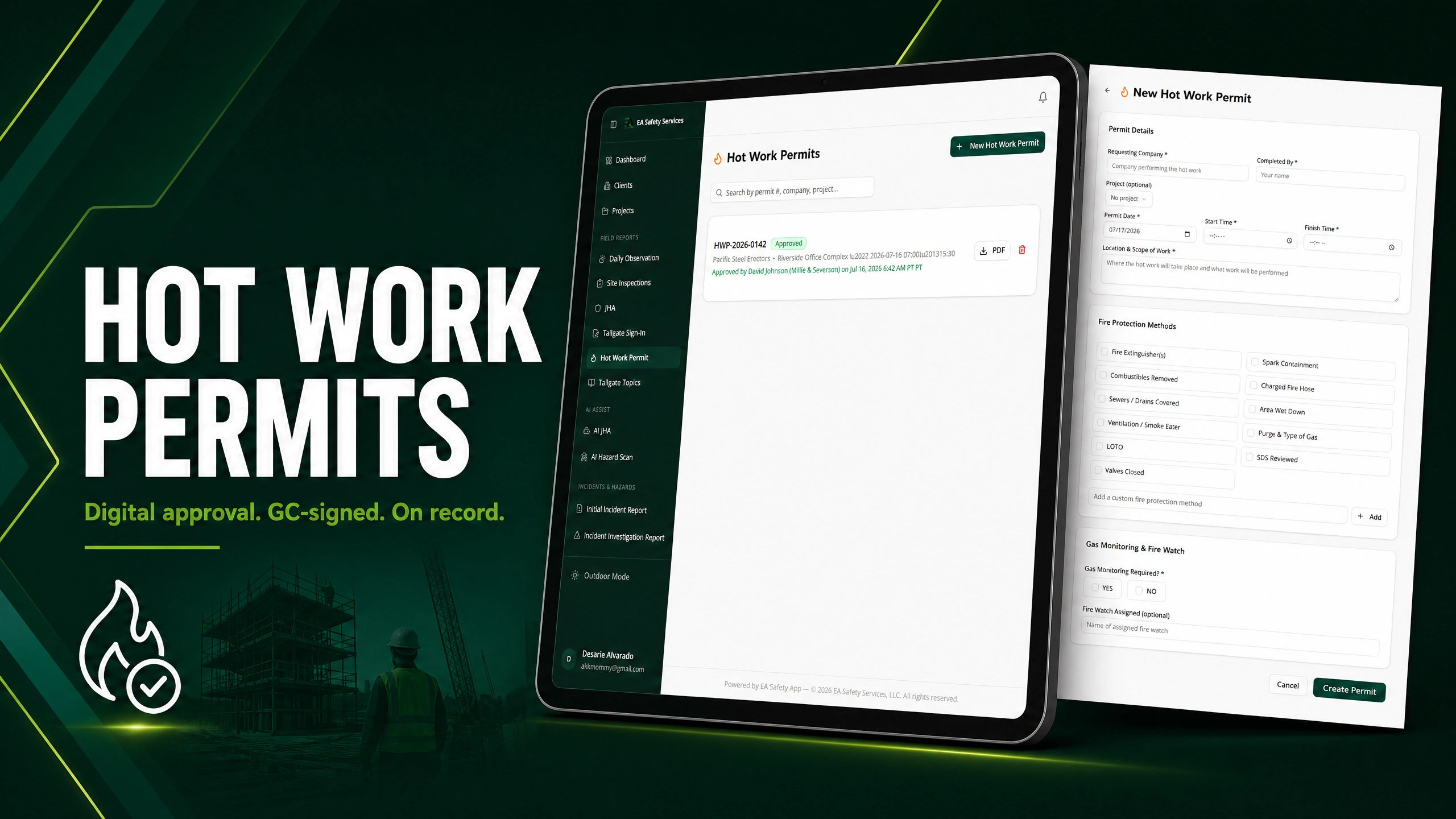 Hot Works Permits dashboard