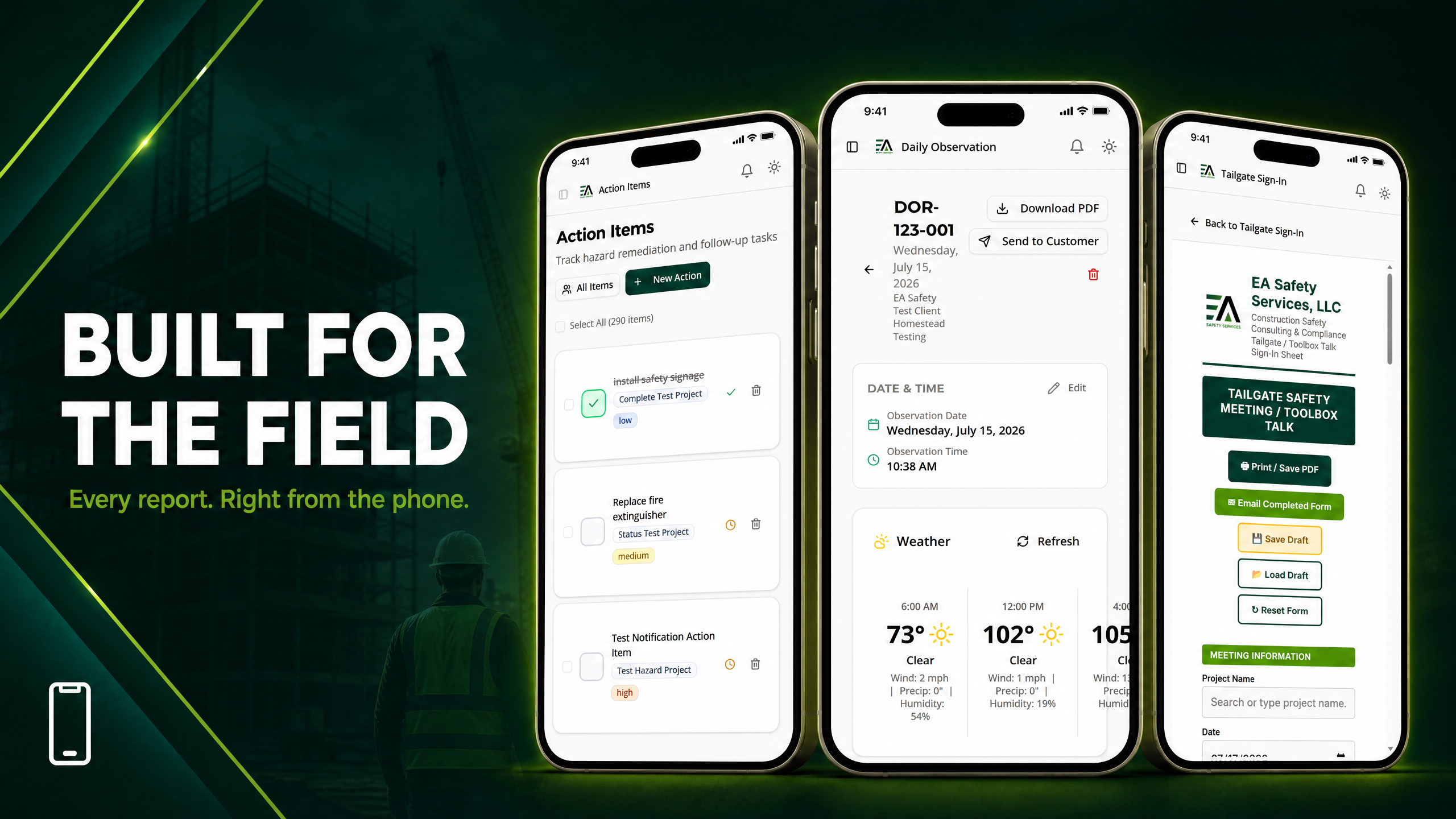 Built for the field dashboard