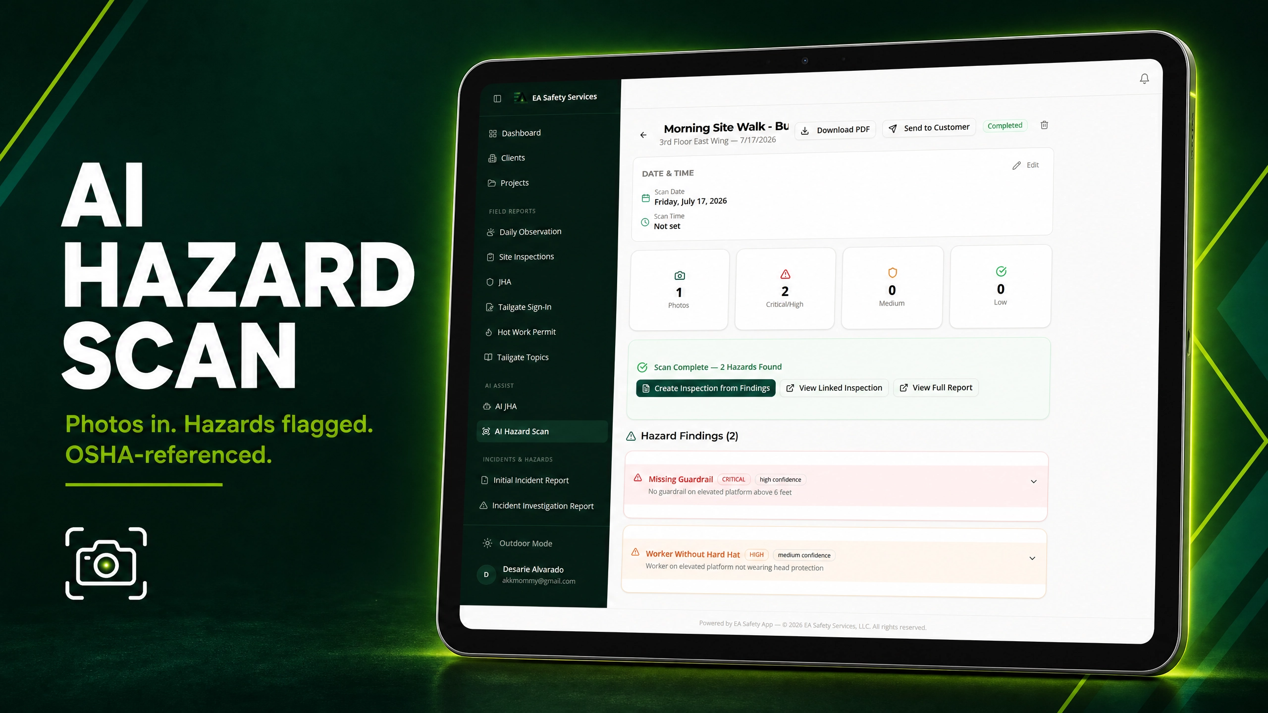 AI Hazard Scan dashboard