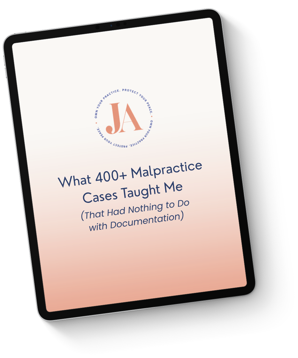 Mockup of freebie "What 400+ Malpractice Cases Taught Me"