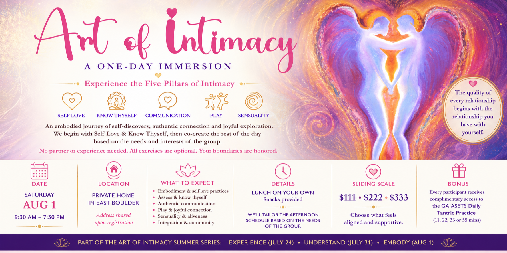 Art of Intimacy Retreat flyer