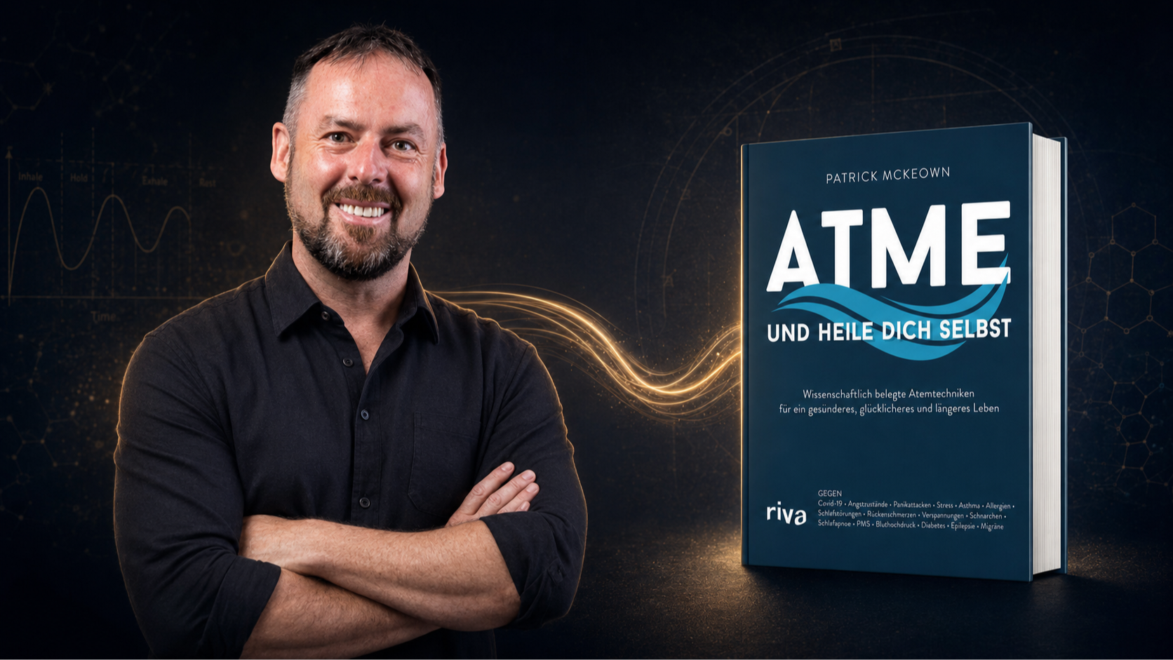 Patrick McKeown mit seinem Buch „Atme und heile dich selbst“