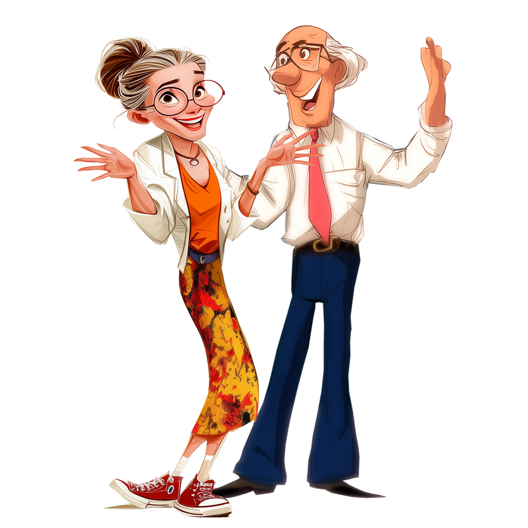 Katya and AI, the two guides who teach the course