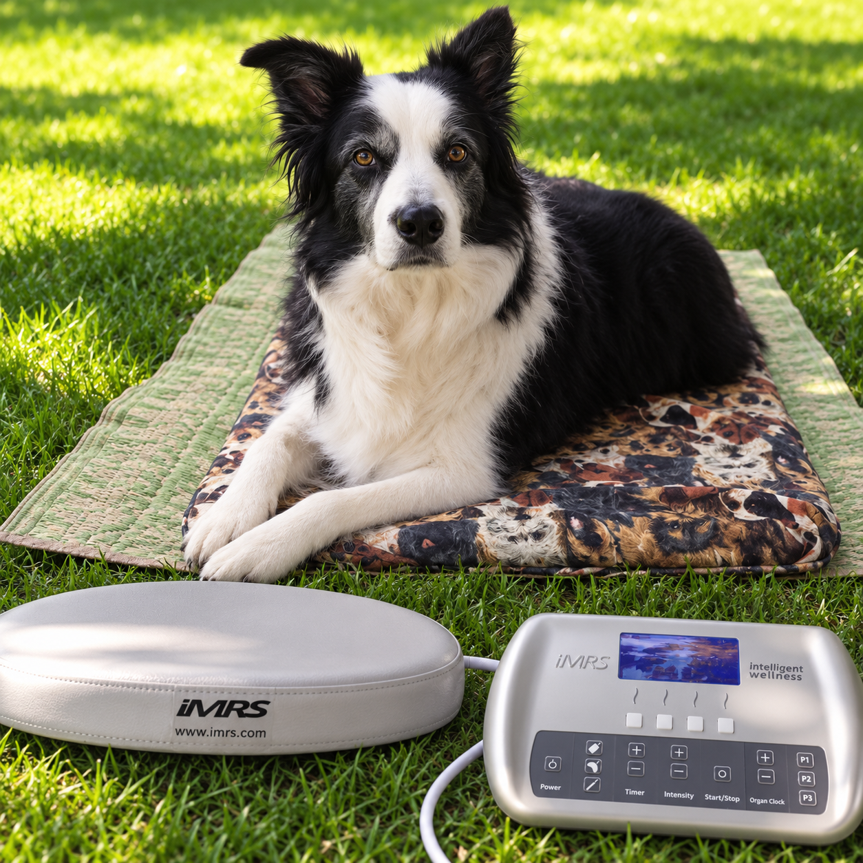 Maggie relaxing with an iMRS PEMF Therapy system