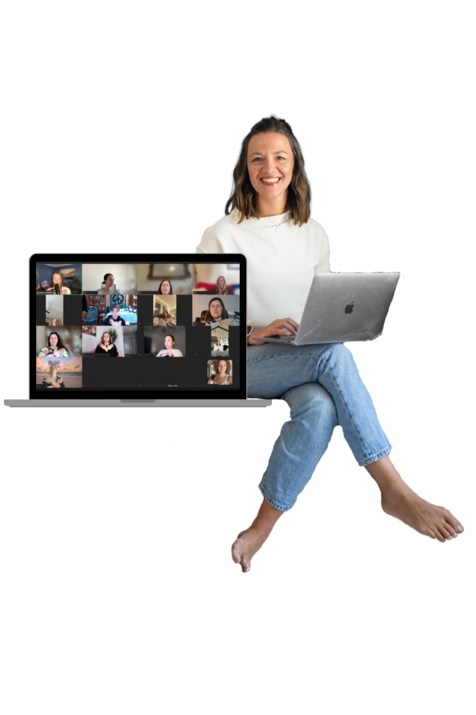 Free somatic myth video lesson preview on laptop and phone with Steffi Seefeld