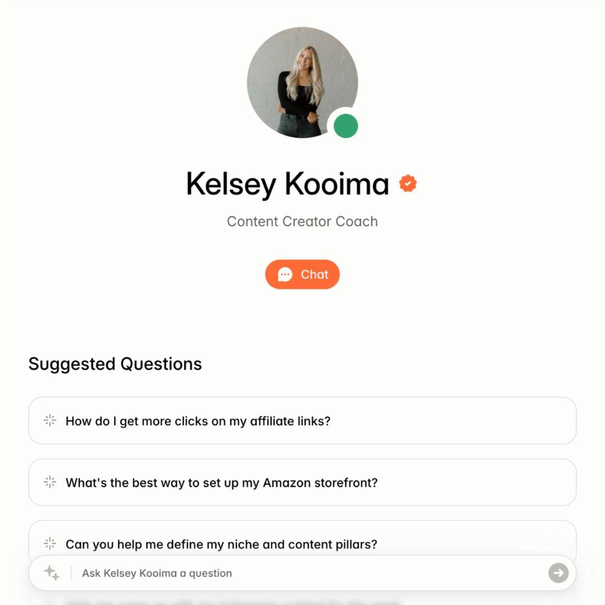 Kelsey AI, the 24/7 coaching assistant included in Content Creator Bootcamp